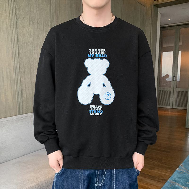 Versatile Loose Fit Casual Trendy Bear Pattern Sweatshirt