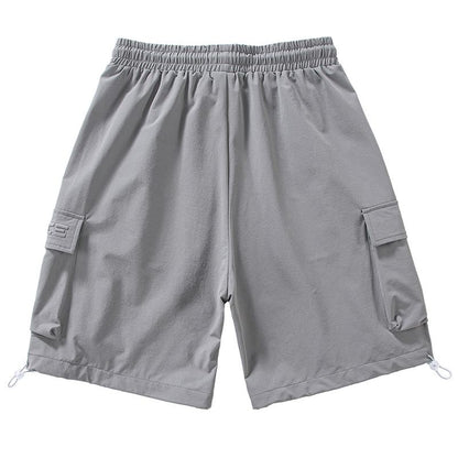 Pantalones cortos cargo con cintura ajustable y bolsillo con solapa, versátil para el trabajo.