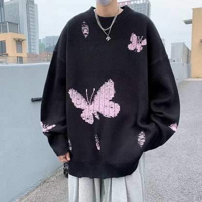 Modischer Pullover mit Schmetterlingsmuster im lässigen Stil