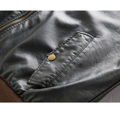 Fleece-Lined Thickened Lamb Warmth Leather Jacket