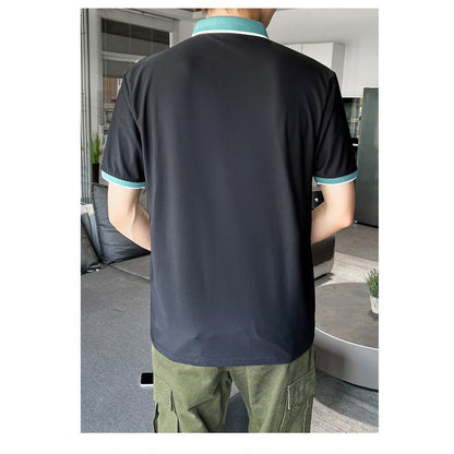 Premium-Poloshirt mit kurzen Ärmeln, aufgesetzter Tasche und Farbblockierung