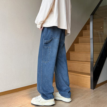Bodenlange, weite Straight-Fit-Jeans mit Kordelzug für die Arbeit.