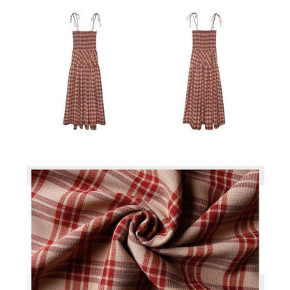 フレンチスタイルのストラップレスレトロハイウエストスリミングポケットドレス