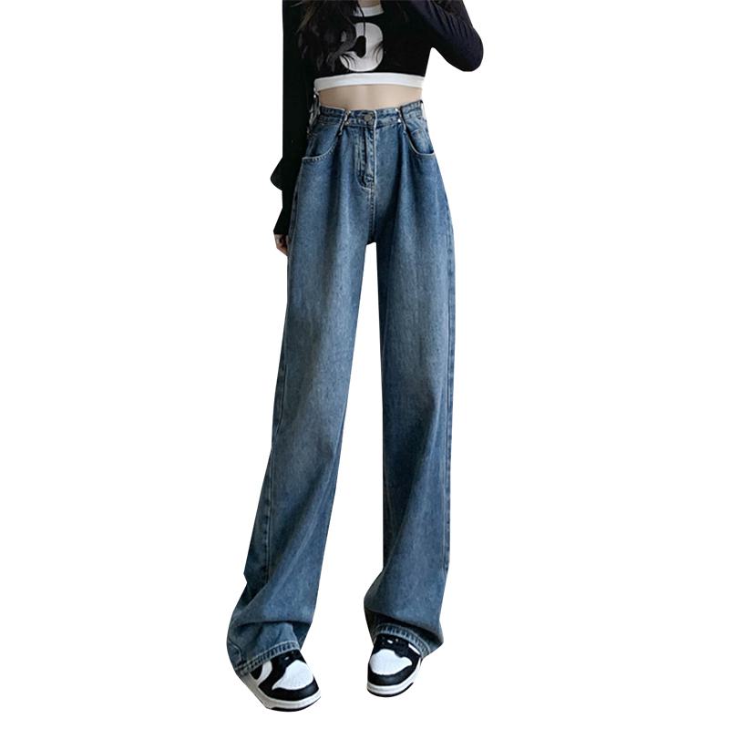 Hochtaillierte Retro-Slim-Fit-Jeans mit geradem Bein für eine lockere Passform