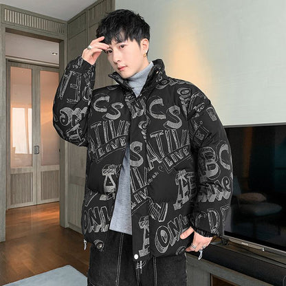 Printed Loose Fit Plus Thickened Puffer Jacket