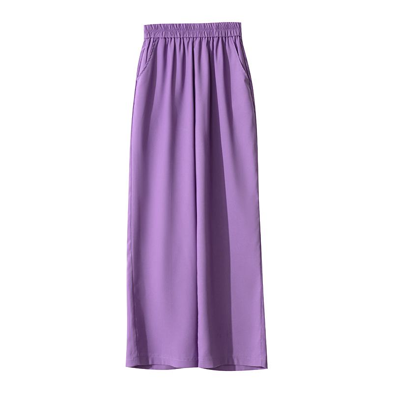 Chic Niche Solid Purple Slant Pocket Loose-Fit Pants