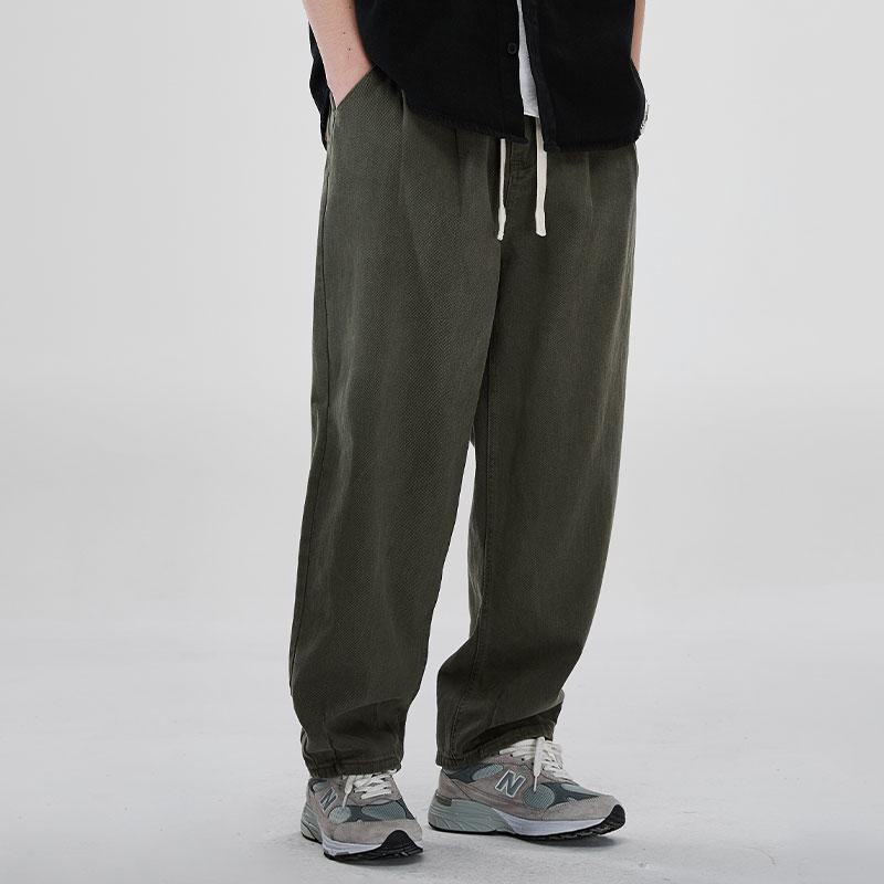 Washed Out Retro Label Trendy Loose Fit Pants