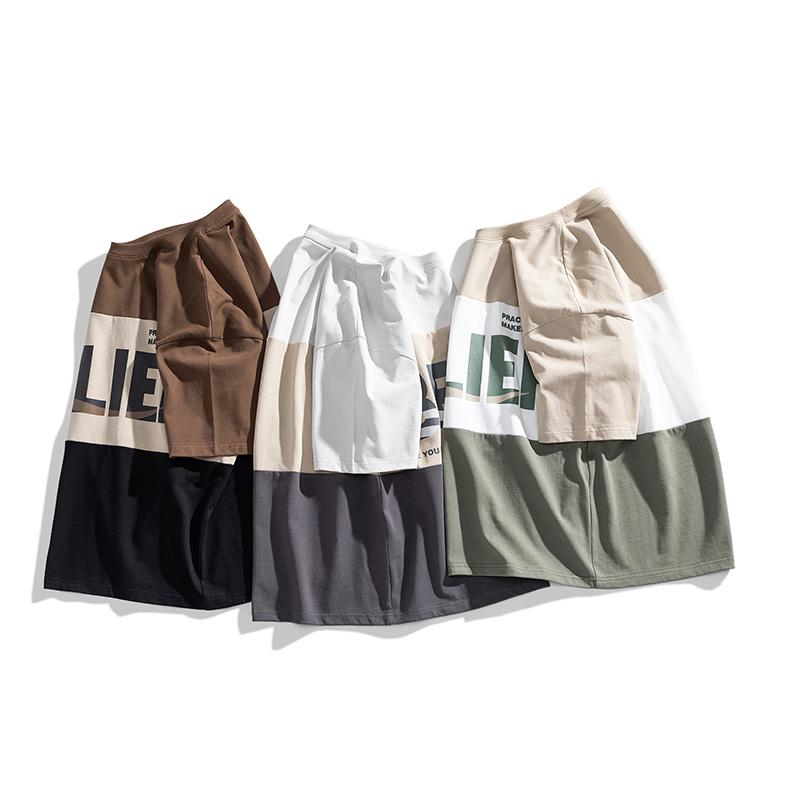 Tee-shirt ample à manches courtes en coton pur, confortable et polyvalent avec patchwork