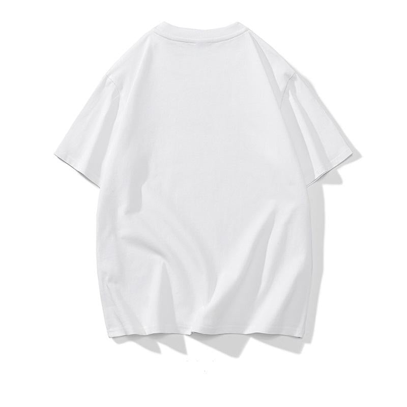 Camiseta de manga corta y suelta de algodón puro, versátil y con letras.