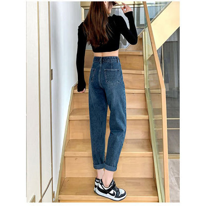 White Harem Loose Fit Straight High-Waisted Carrot Jeans
