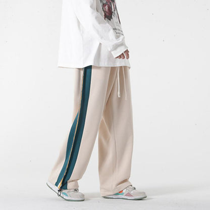 Pantalones amplios de punto casuales con cintura elástica y cordón para deporte