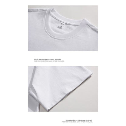 قميص قصير الأكمام متعدد الاستخدامات بطبعة حروف وياقة مستديرة