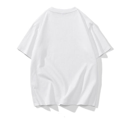 Camiseta de manga corta de algodón puro con caída de hombros y corte holgado