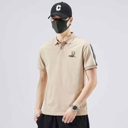 Polo-Shirt mit kurzen Ärmeln aus reiner Baumwolle und elastischem Kragen