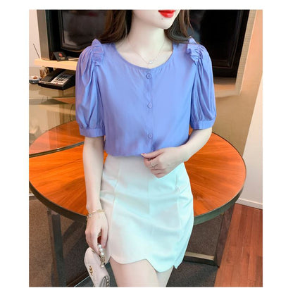 Versatile Chiffon Tencel Wood Ear Blouse