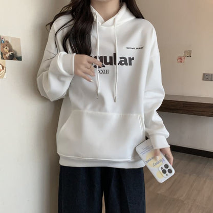 Print Thin Loose Fit Letter Hoodie
