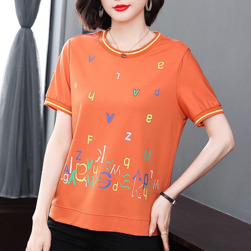 Simplicity Belly-Covering Round Neck Pure Cotton Short Sleeve Tee