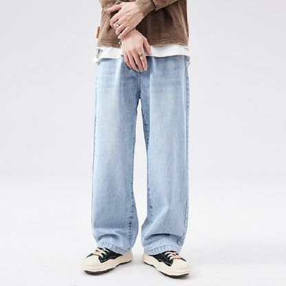 Straight Print Casual Unisex Wide-Leg Jeans
