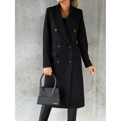 Double-Breasted Solid Color Overcoat
