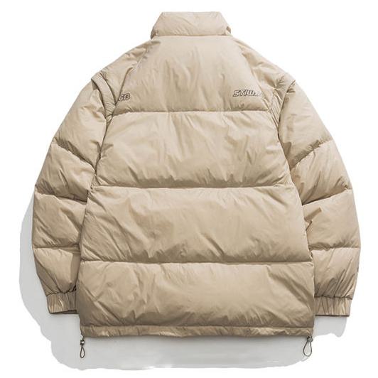 White Duck Down Detachable Loose Fit Retro 2 In 1 Down Jacket