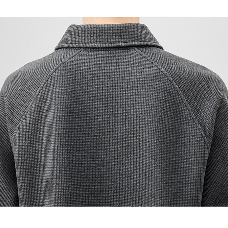 Versatile Lapel Pullover Pure Cotton Retro Long Sleeve Polo Shirt