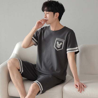 Bunny Tightly Woven Pure Cotton Short Sleeves Cartoon Lounge Set