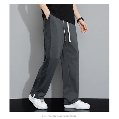 Pantalon de survêtement à division tricoté, polyvalent, droit et tendance