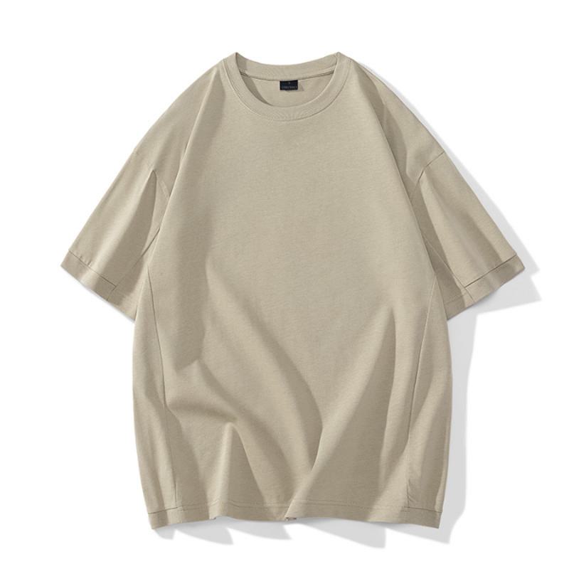 Retro T-Shirt mit kurzen Ärmeln aus gewaschener reiner Baumwolle in einfarbigem Loose-Fit-Stil.
