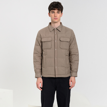 Lapel Collar Buttoned Pocket Down Jacket