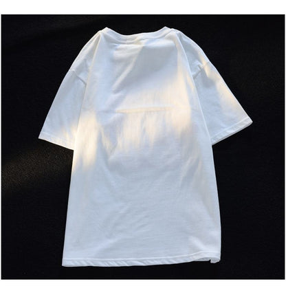 T-shirt à manches courtes en coton pur peigné de qualité velours à rayures ajustées