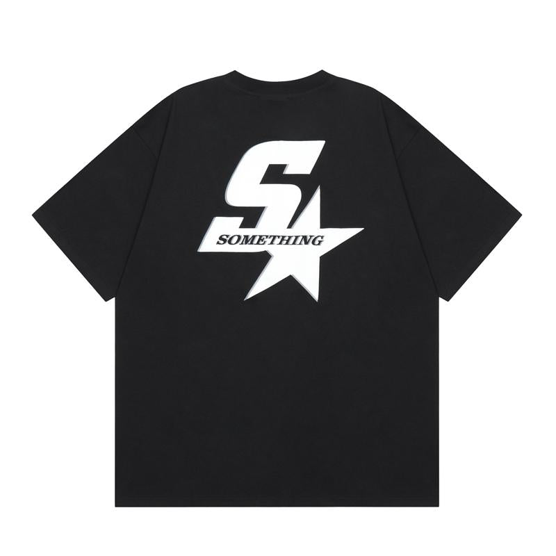 T-Shirt mit kurzen Ärmeln und Lazy-Print mit Sternen Midi