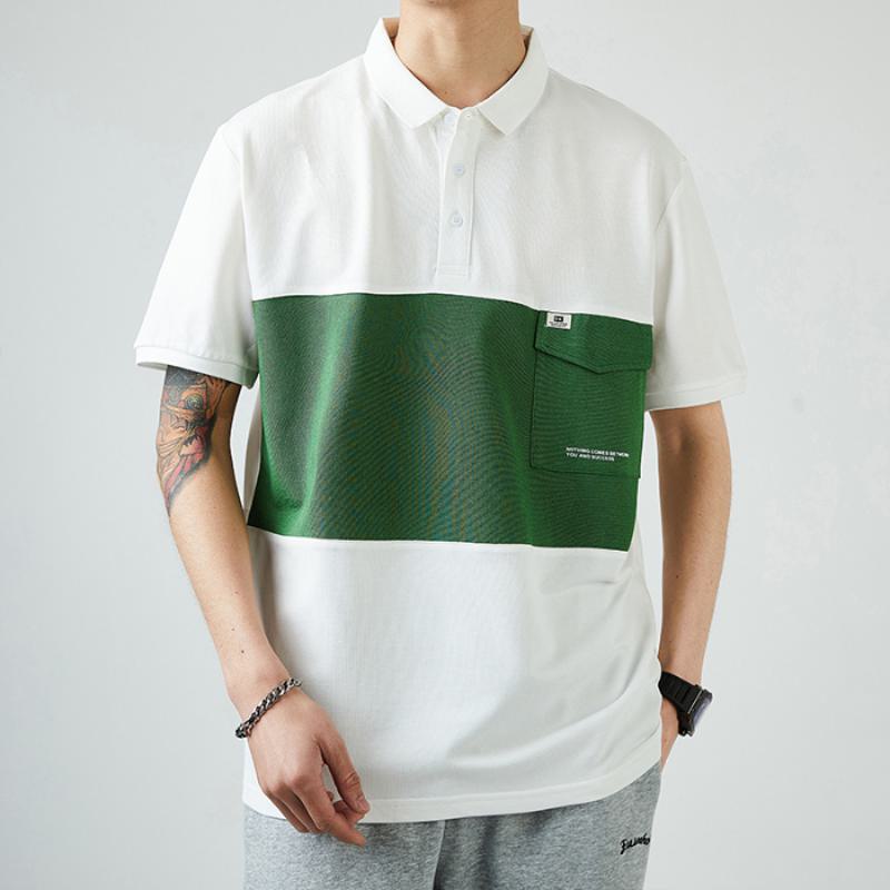 Seidiger Baumwoll-Business-Poloshirt mit kurzem Ärmel und Reverskragen