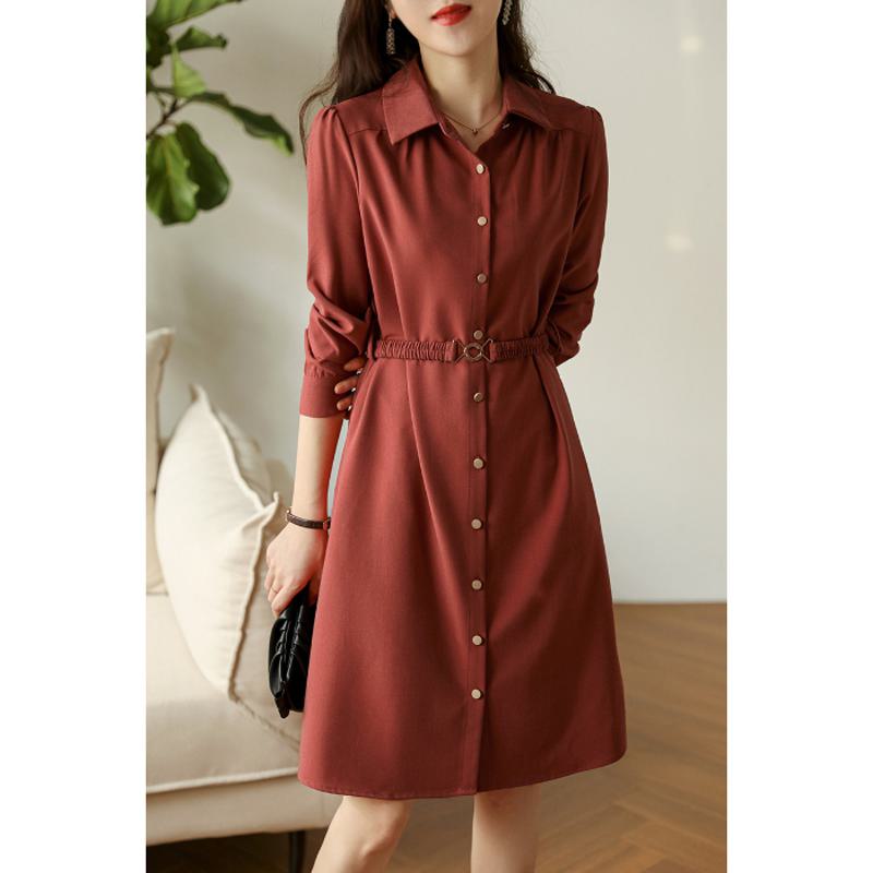 Midi Cinched Waist Waist Belt Daily Slimming Belted Dress