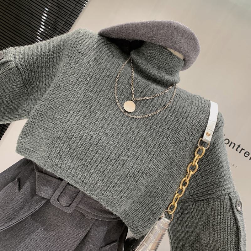 Cropped High-Necked Tie-Up Suit Niche V-Neck Sweater
