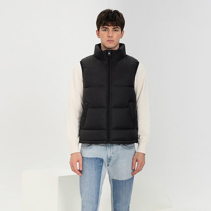 Zip-Up Cropped Stand-Up Collar Down Jacket Vest