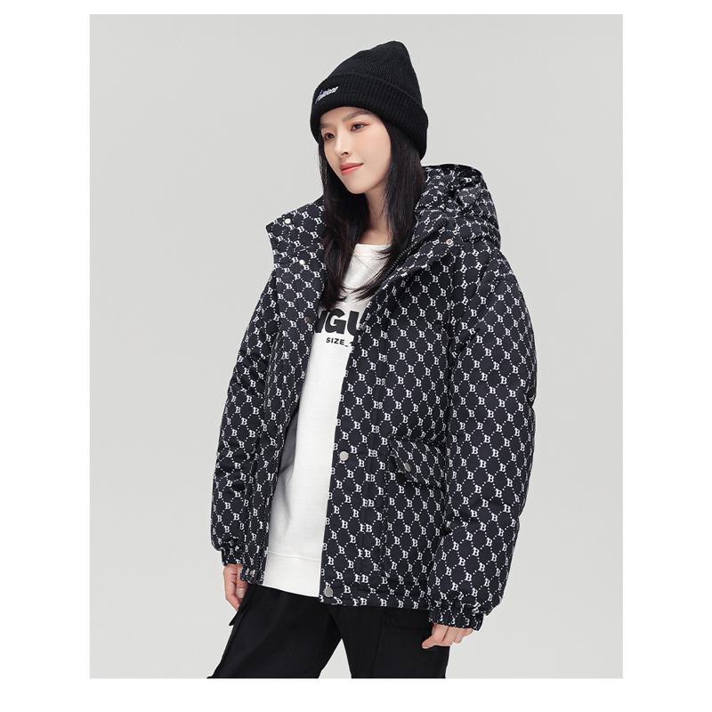 White Duck Down Thickened Loose Fit Hooded Down Jacket