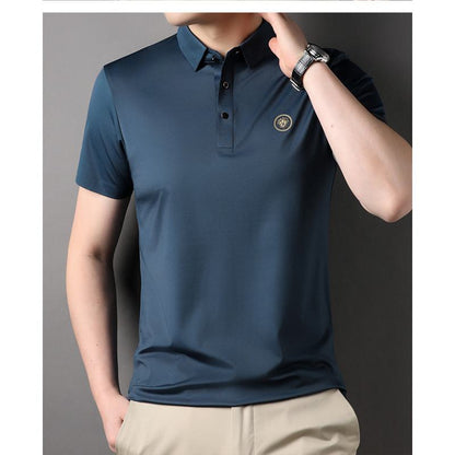 Hochwertiges Business-Polo-Shirt mit kurzen Ärmeln und seidiger Oberfläche
