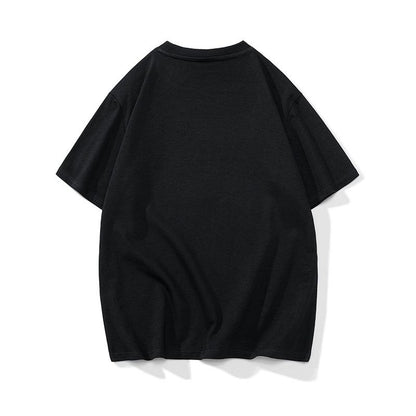 Tee-shirt à manches courtes et col rond, imprimé tendance en coton pur à coupe ample.