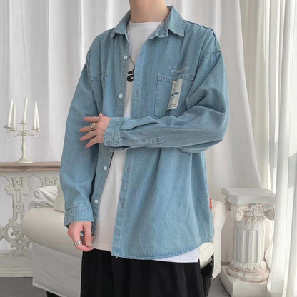 Trendy Artistic Lazy Solid Versatile Simplicity Long Sleeve Shirt