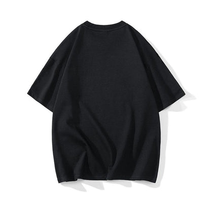 Rundhals-Print-T-Shirt aus reiner Baumwolle mit lockerer Passform und kurzen Ärmeln.