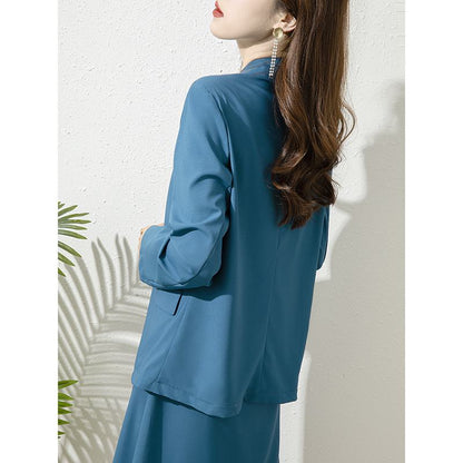 Vestido elegante ajustado estilo francés con acabado satinado y color sólido, versátil camiseta