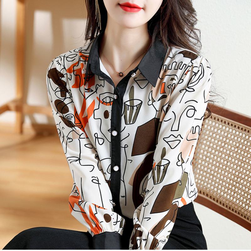 Slimming Anti-Aging Chiffon Chic Print Shirt