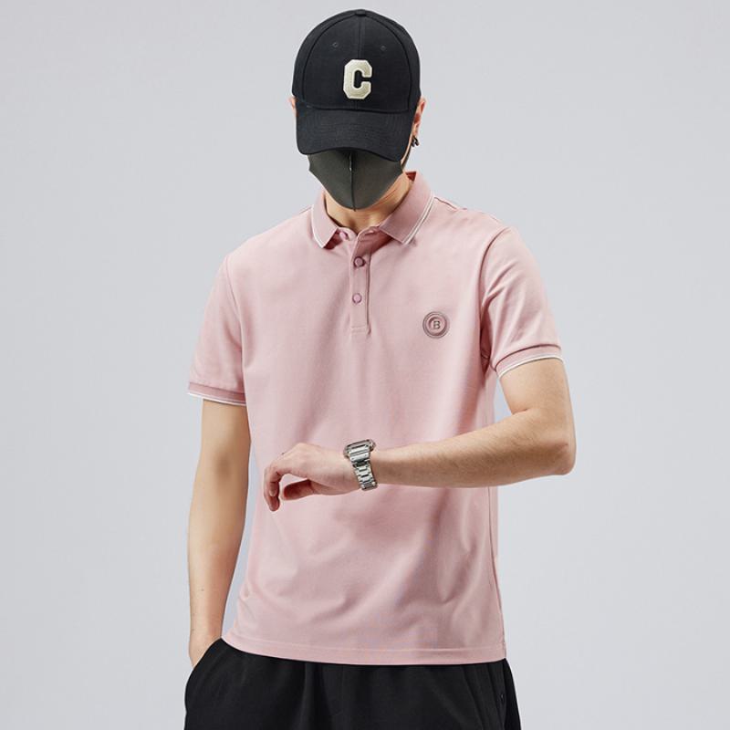 Polo à manches courtes en coton pur de qualité, avec col à revers élastique, tendance et simple.