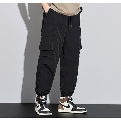 Wide Leg Elasticity Straight Leg Trendy Pocket Waterproof Versatile Cargo Pants