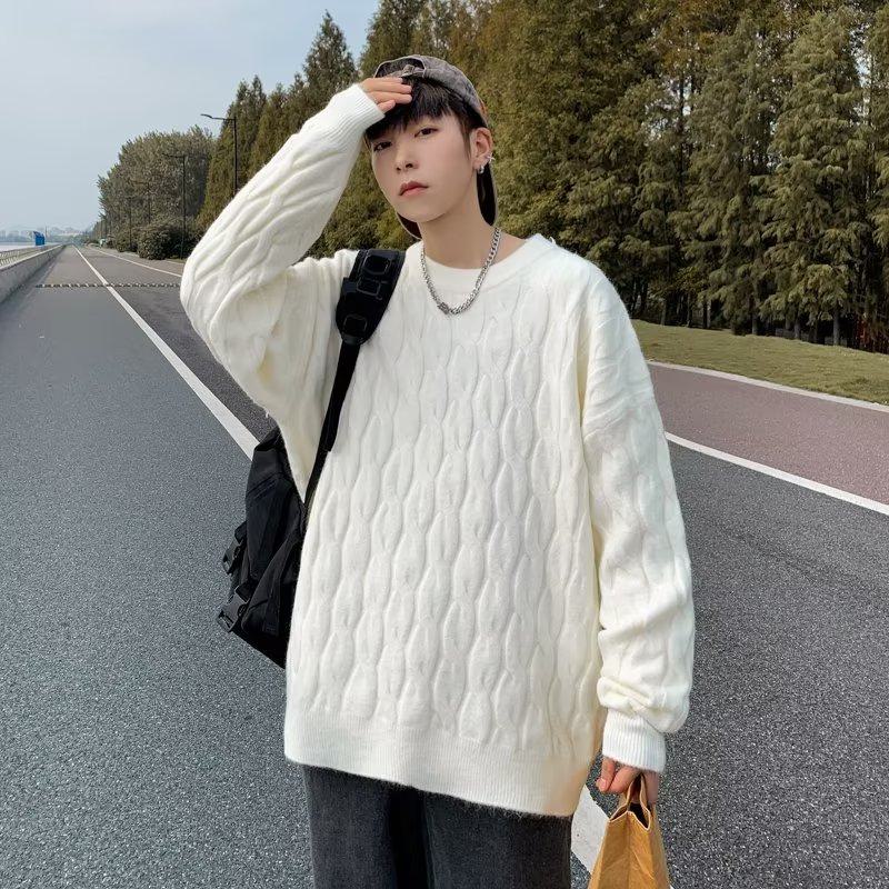Cashmere Color Block Round Neck Lazy Knitted Sweater