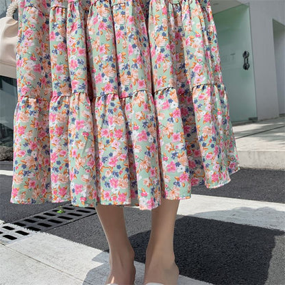 Patchwork Floral Full Skirt Fairy Mesh Skirt