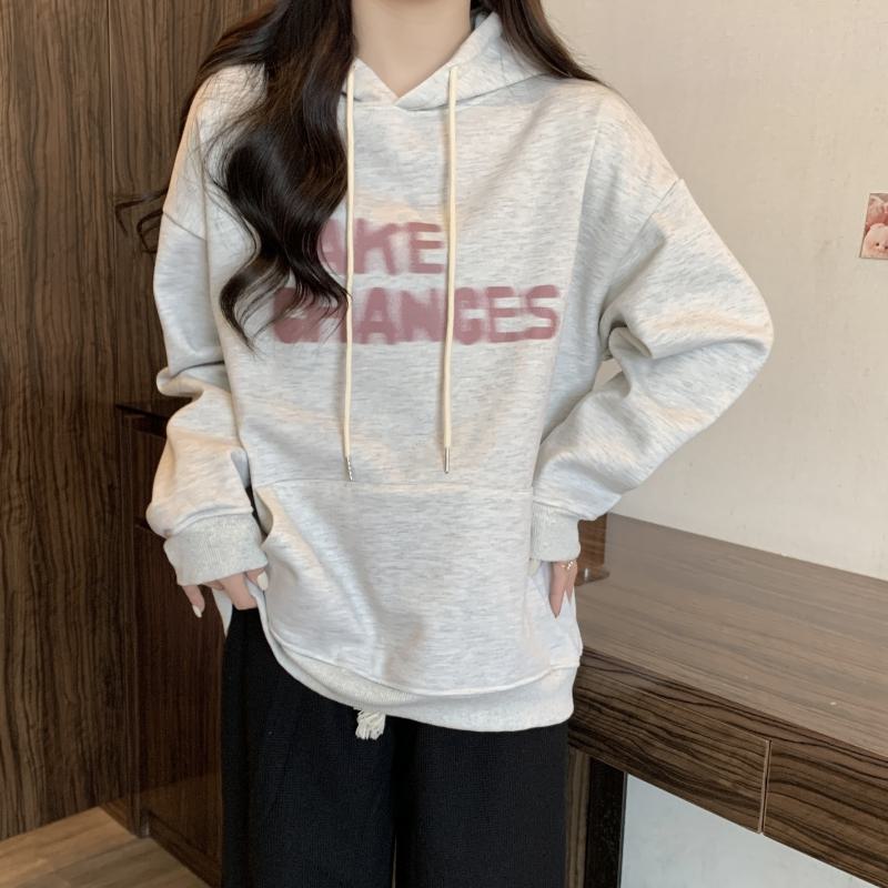 Letter Thin Pocket Loose Fit Hoodie