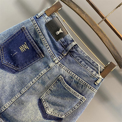 تنورة جينز بقَصَّة محدَّدة للجسم وخصر مرتفع وجيوب بتصميم كلاسيكي متعدد الألوان
