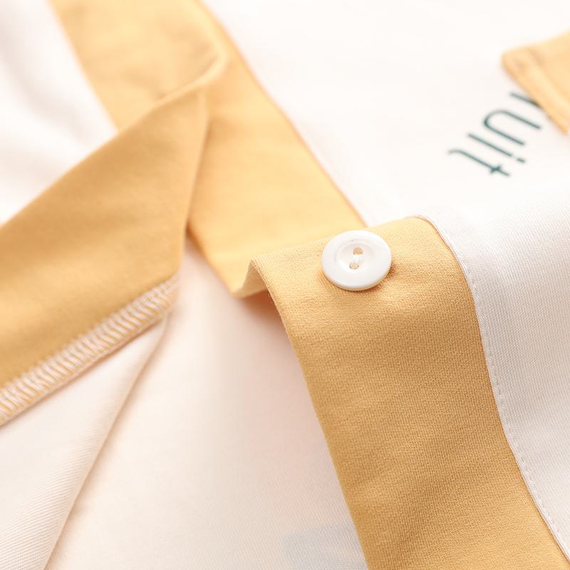 タイトに織られた純綿のレターボタンフロントポケットポメロパジャマセット
