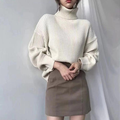 Pullover High-Necked Thickened Loose Fit Worn Outside Turtle Neck Lazy Sweater